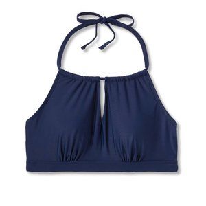 Women's Post Mastectomy High Neck Keyhole Bikini Top Kona Sol Navy Blue Large